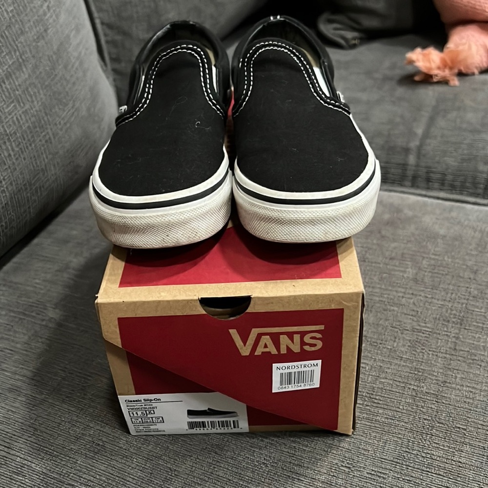 Vans Classic Slip On Black White Shoes Size 6
